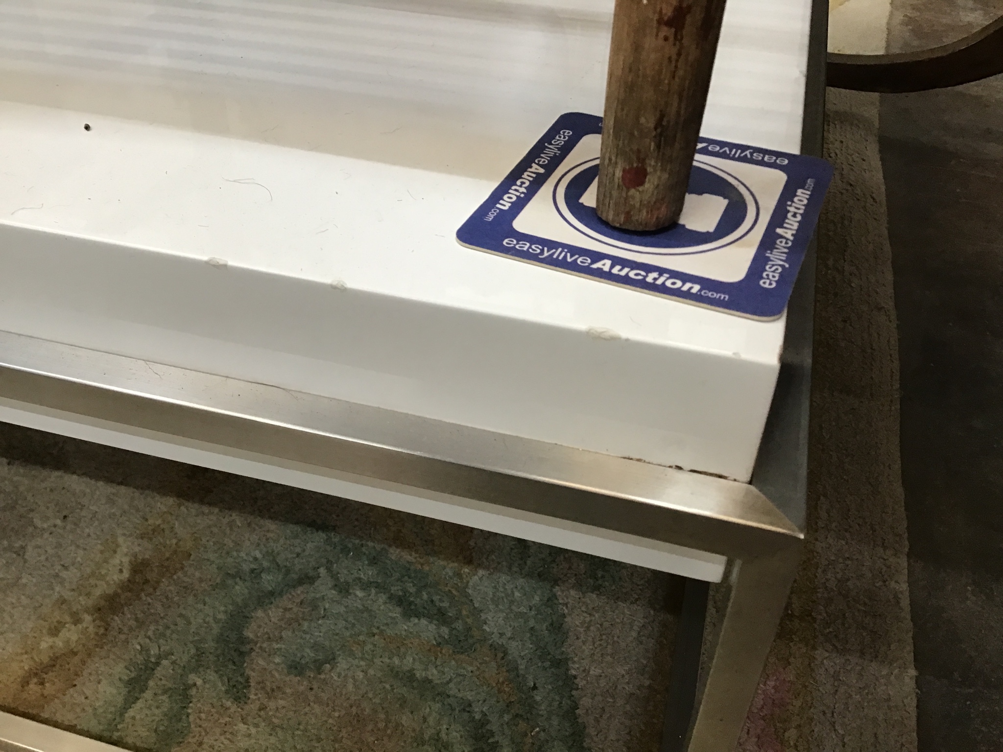 A BB Italia square white and brushed metal coffee table, width 110cm, height 35cm